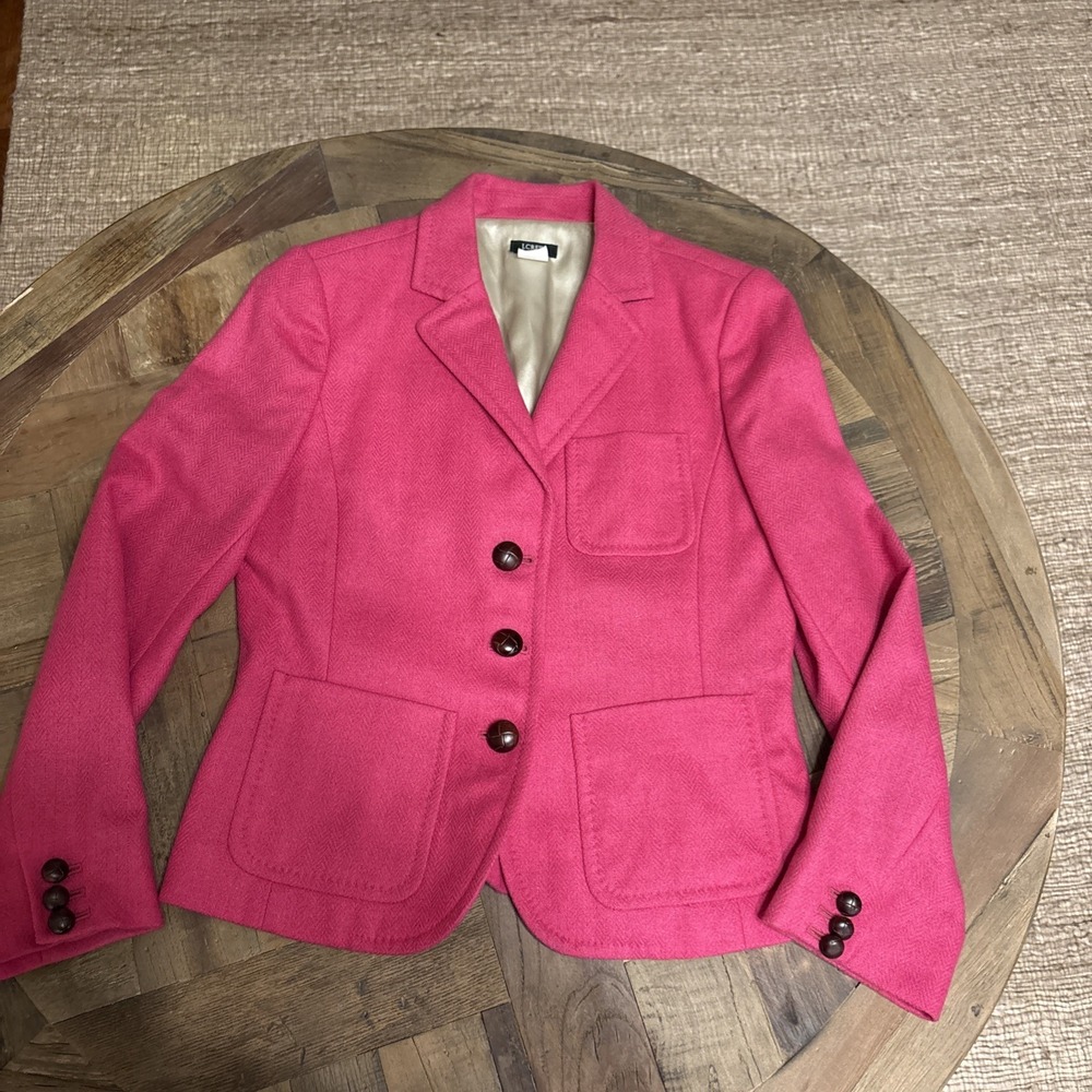 J Crew Size 6 100% Wool Jacket Blazer Robert Noble Scottish Cloth Hot Pink RARE